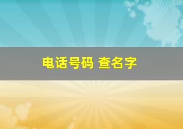 电话号码 查名字